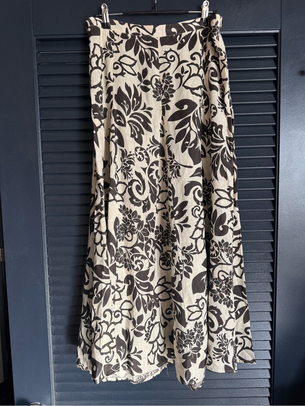 Grace Elements Brown Floral Linen Maxi Skirt 8